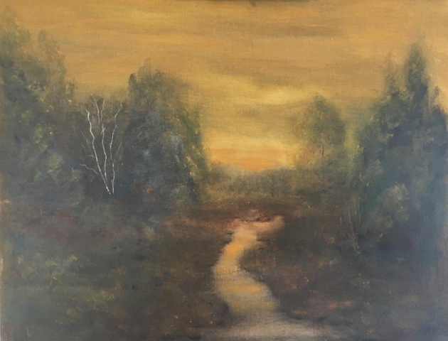 "Evening Brook," oil on canvas, 16x20": $700