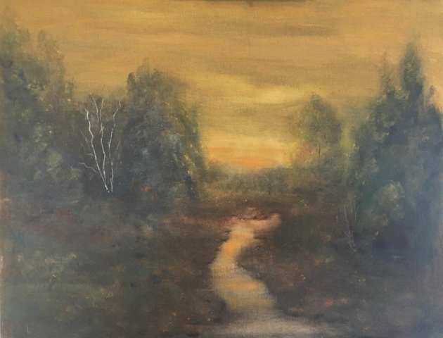 "Evening Brook," oil on canvas, 16x20": $700