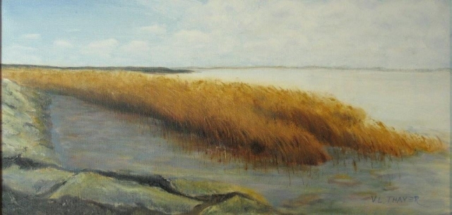 "Salisbury Beach," oil on stretched canvas, 12x24": $700