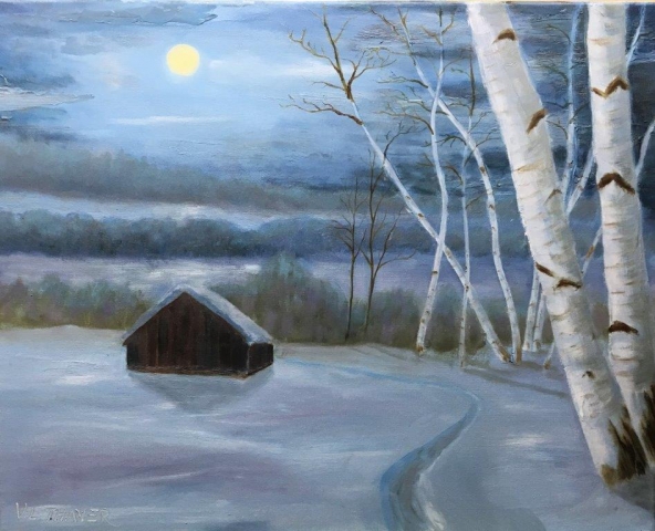 "Silent Night," oil on stretched canvas, 16x20": $700