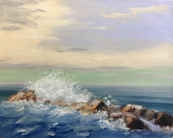 "Hampton Beach," oil on stretched canvas, 16x20": $700
