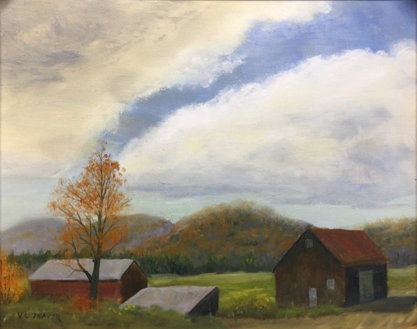"Vermont Farm," #2, oil on canvas, 16x20": $700