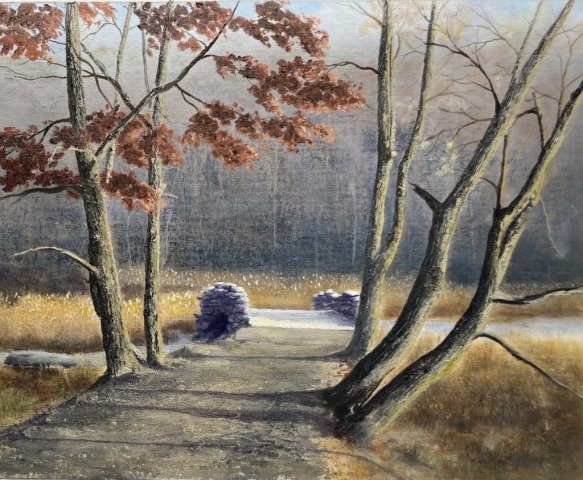 "Late Fall," oil on board, 16x20": $900