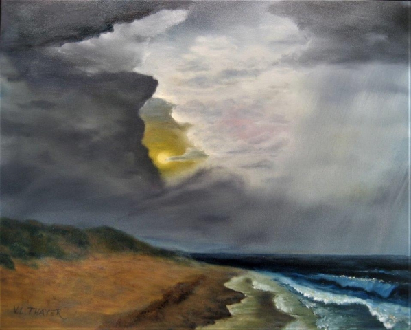 "Stormy Beach," oil on stretched canvas, 24x30": SOLD