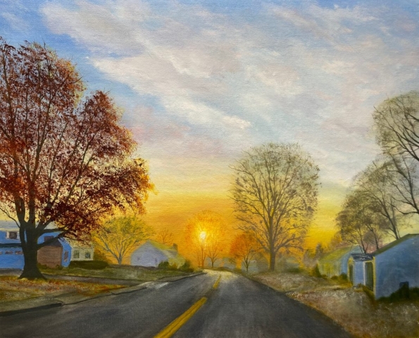 "Warm Sun on a Frosty Morning," oil on stretched canvas, 16x20": $900