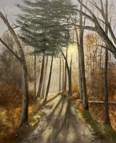 "Glowing Path," oil on stretched canvas, 20x16": $900
