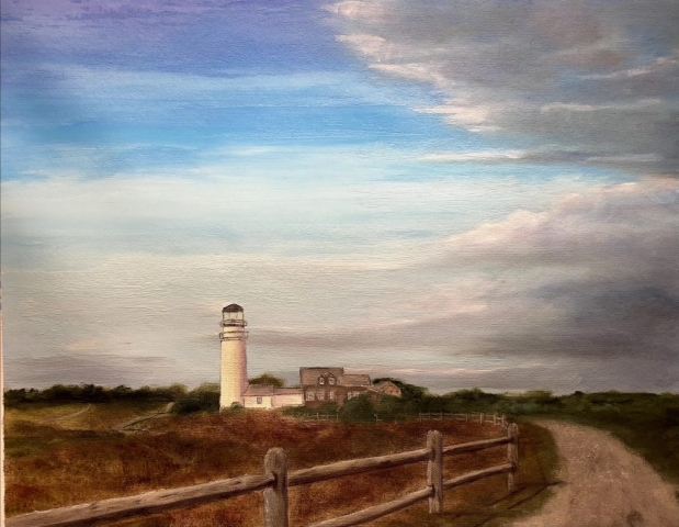 "Highland Lighthouse," oil on stretched canvas, 16x20": $700