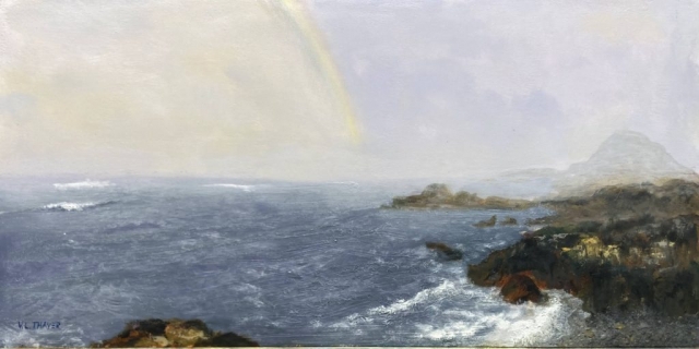 "Main Mist," oil on board, 12x24": $800