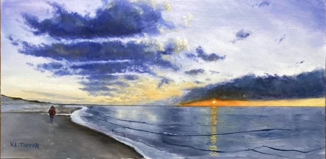 "I Walk Alone," oil on board, 12x24": $800