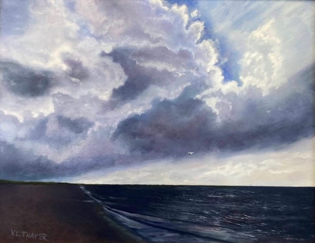"A Break in the Clouds," oil on board, 16x20": $900
