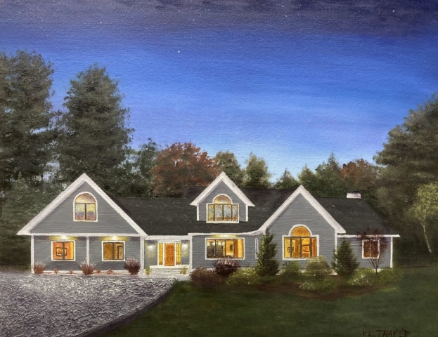 "The Gray House," oil on stretched canvas, 16x20": SOLD