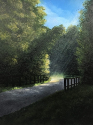 "Milford Bike Path," oil on stretched canvas, 16x20": NFS