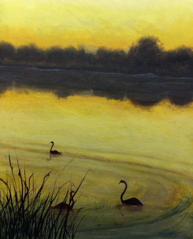 "On Golden Pond." oil on stretched canvas, 16x20": SOLD