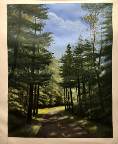 "Bike Trail" #5, oil on stretched canvas, 24x18": SOLD