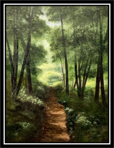 "Trail At Dawn," oil on stretched canvas, 20x16": SOLD