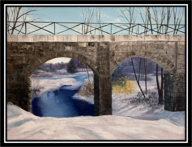 "Holliston Stone Arch Bridge," oil on stretched canvas, 16x20": SOLD