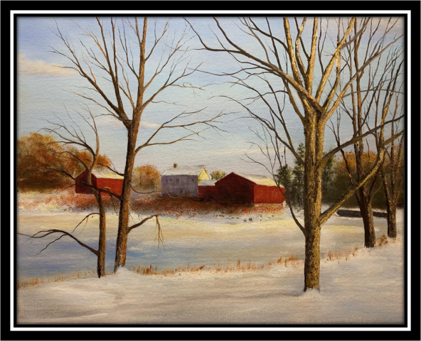 "Mill Pond, Upton, MA," oil on stretched canvas, 16x20": SOLD