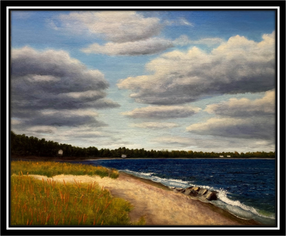 "Solitude By the Sea, Oregon Way, Cotuit, Ma," oil on stretched canvas, 16x20": $700