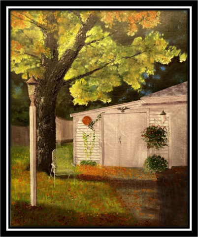 "My Shed," oil on stretched canvas, 20x16": $800