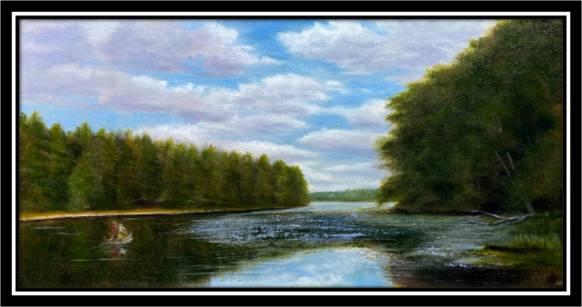 "White Hall Pond," oil on stretched canvas, 12x24": SOLD