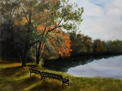"Choate Park Retreat," oil on stretched canvas, 16x20": $700