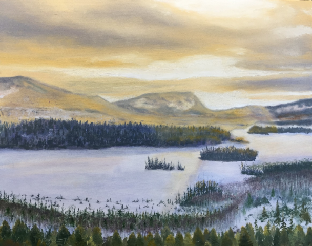 "Moose Head Lake," oil on stretched canvas, 20x16": SOLD