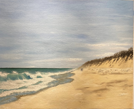 "Marconi Beach South," oil on stretched canvas, 16x20": $700