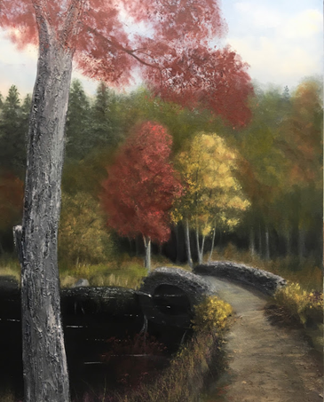"Rustic Bridge" #3, oil on stretched canvas, 20x16": SOLD