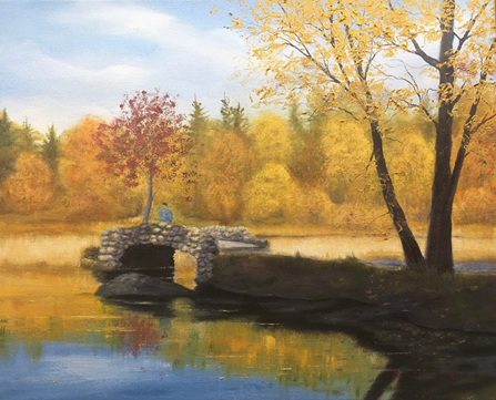 "Rustic Bridge" #4, oil on stretched canvas, 16x20": SOLD