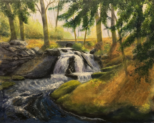 "Taft Pond Brook," oil on stretched canvas, 16x20": $700